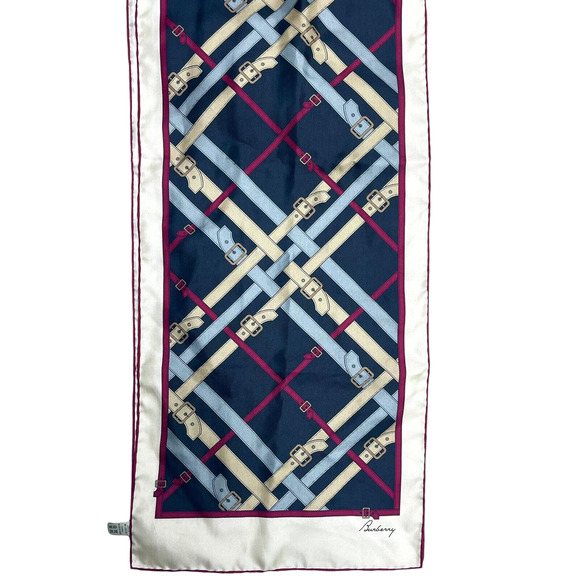 BURBERRY Silk Belt Nova Check Plaid Belt Print Rectangle Scarf 11x62 - Picture 11 of 16